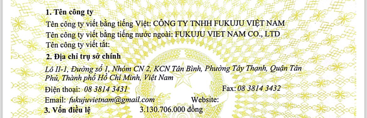 CÔNG TY TNHH FUKUJU VIỆT NAM