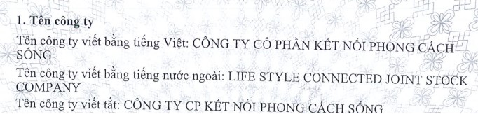 CÔNG TY CỔ PHẦN KẾT NỐI PHONG CÁCH SỐNG