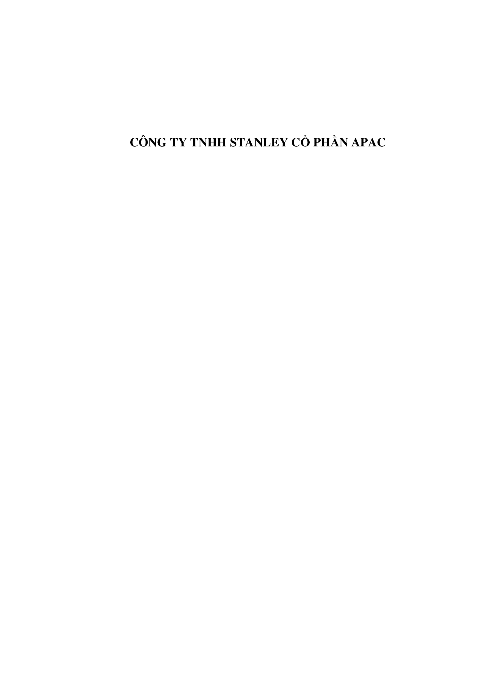 CÔNG TY TNHH STANLEY CỔ PHẦN APAC