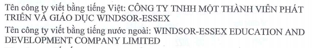 CÔNG TY TNHH MỘT THÀNH VIÊN PHÁT TRIỂN VÀ GIÁO DỤC WINDSOR-ESSEX