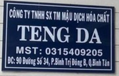 CÔNG TY TNHH SX TM MẬU DỊCH HÓA CHẤT TENG DA