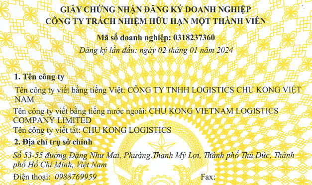 CÔNG TY TNHH LOGISTICS CHU KONG VIỆT NAM