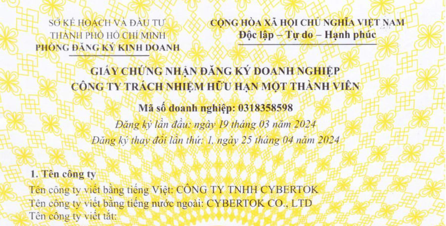 CÔNG TY TNHH CYBERTOK