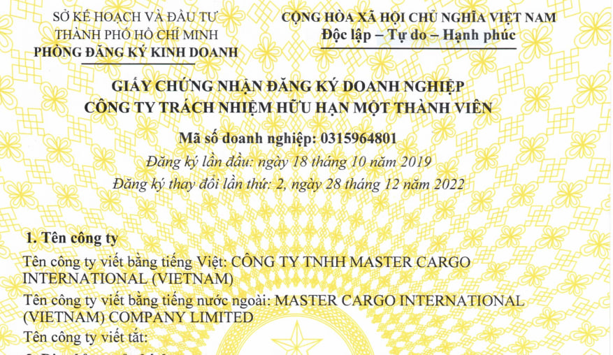 CÔNG TY TNHH MASTER CARGO INTERNATIONAL (VIETNAM)